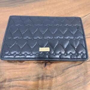 Moschino Black Leather Heart Quilted Wallet